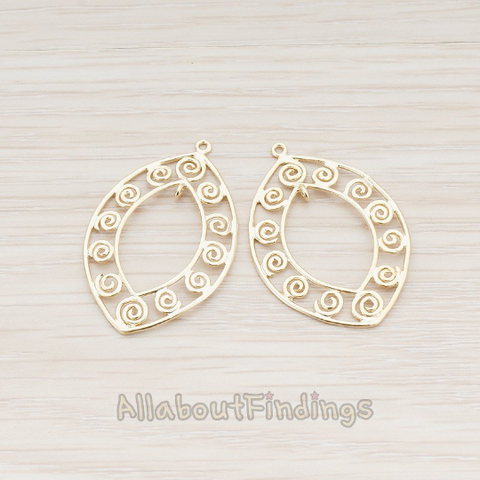 PD.558 // Swirl Marquise Pendant, 2 Pc