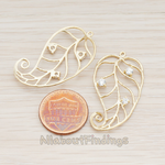 PD.565 // Leaf with Cubic Zirconia Pendant, 2 Pc