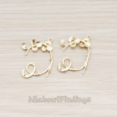 PD.568 // Floral Branch Pendant, 2 Pc