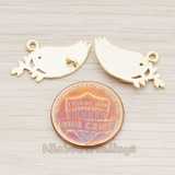 PD.582 // Tree Sparrow Bird Charm Pendant, 2 Pc