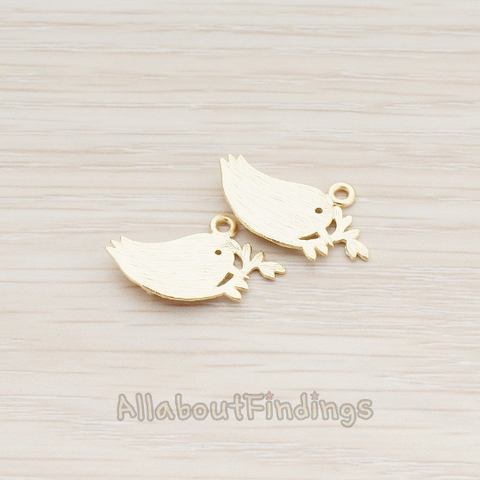 PD.582 // Tree Sparrow Bird Charm Pendant, 2 Pc
