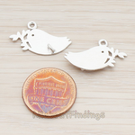 PD.582 // Tree Sparrow Bird Charm Pendant, 2 Pc