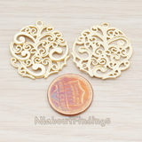 PD.586-01 // Swirl Floral Round Pendant, 2 Pc