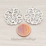 PD.586-01 // Swirl Floral Round Pendant, 2 Pc