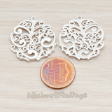 PD.586-01 // Swirl Floral Round Pendant, 2 Pc