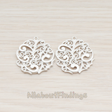 PD.586-01 // Swirl Floral Round Pendant, 2 Pc