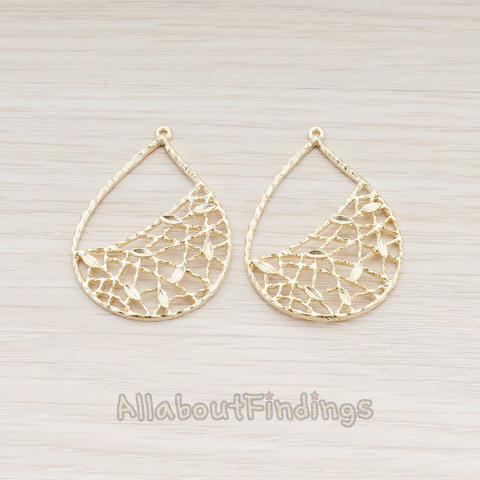 PD.624 // Leaf Teardrop Charm Pendant, 2 Pc