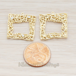 PD.633-01 // Cubic Zirconia Meshed Square Pendant, 2 Pc
