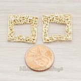 PD.633-01 // Cubic Zirconia Meshed Square Pendant, 2 Pc
