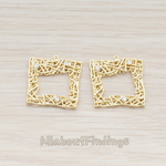 PD.633-01 // Cubic Zirconia Meshed Square Pendant, 2 Pc