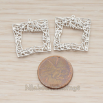 PD.633-01 // Cubic Zirconia Meshed Square Pendant, 2 Pc