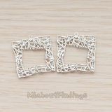 PD.633-01 // Cubic Zirconia Meshed Square Pendant, 2 Pc