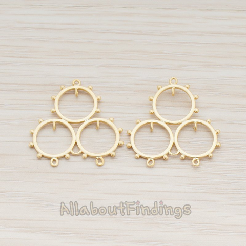 PD.639 // Triple Beaded Circles Connector Pendant, 2 Pc