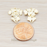 PD.649 // Cubic Zirconia Cetered Triple Flowers Connector Pendant, 2 Pc