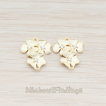 PD.649 // Cubic Zirconia Cetered Triple Flowers Connector Pendant, 2 Pc