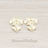 PD.649 // Cubic Zirconia Cetered Triple Flowers Connector Pendant, 2 Pc