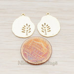 PD.664-01 // Small Organic Coin with Leaf Stamp Pendant, 2 Pc