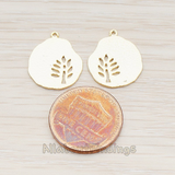 PD.664-01 // Small Organic Coin with Leaf Stamp Pendant, 2 Pc