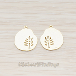 PD.664-01 // Small Organic Coin with Leaf Stamp Pendant, 2 Pc