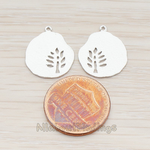 PD.664-01 // Small Organic Coin with Leaf Stamp Pendant, 2 Pc