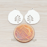 PD.664-01 // Small Organic Coin with Leaf Stamp Pendant, 2 Pc