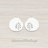 PD.664-01 // Small Organic Coin with Leaf Stamp Pendant, 2 Pc