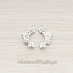 PD.671 // Clear Crystal Cubic Zirconia Setting Curved Different Flowers Pendant, 2 Pc
