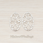 PD.688 // Twisted Textured Floral Oval Pendant, 2 Pc