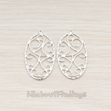PD.688 // Twisted Textured Floral Oval Pendant, 2 Pc