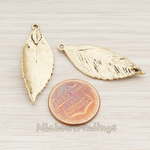 PD.692 // Antique Gold Plated Antique Oval Leaf Pendant, 2 Pc
