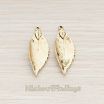 PD.692 // Antique Gold Plated Antique Oval Leaf Pendant, 2 Pc