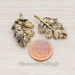 PD.695 // Antique Gold Plated Antique Dried Leaf Pendant, 2 Pc
