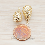 PD.707 // 3D Textured Teardrop Charm Pendant, 2 Pc