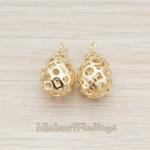PD.707 // 3D Textured Teardrop Charm Pendant, 2 Pc