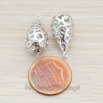 PD.707 // 3D Textured Teardrop Charm Pendant, 2 Pc