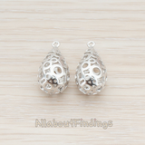 PD.707 // 3D Textured Teardrop Charm Pendant, 2 Pc