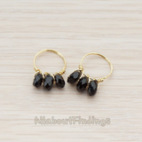 PD.715 // Plated Glossy Gold Wiring Triple Gem Faceted Ring Pendant, 2 Pc
