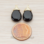 PD.717 // Wire Wrapped Onyx Gem Stone Pendant, 2 Pc