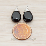 PD.717 // Wire Wrapped Onyx Gem Stone Pendant, 2 Pc