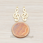 PD.720 // G Clef Music Note Pendant, 2 Pc