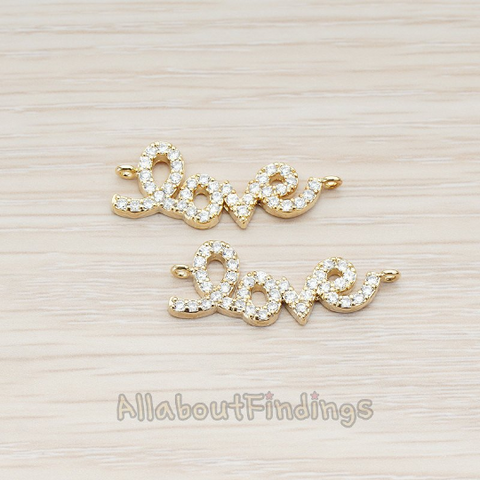 PD.748 // Clear Crystal Cubic Zirconia Setting LOVE Pendant, 1 Pc