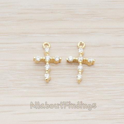 PD.751 // Clear Crystal Cubic Zirconia Setting Cross Pendant, 2 Pc