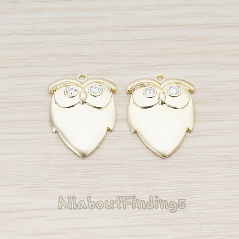 PD.761 // Cubic Zirconia Eye Owl Pendant, 2 Pc