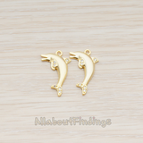 PD.856 // Clear Crystal Cubic Zirconia Setting dolphin Pendant, 2 Pc
