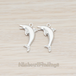 PD.856 // Clear Crystal Cubic Zirconia Setting dolphin Pendant, 2 Pc