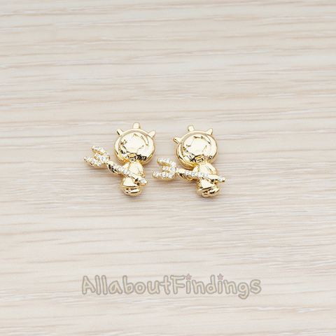 PD.859 // Cubic Zirconia Setting Little Cute Devil Charm Pendant, 1 Pc