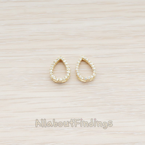 PD.860 // Clear Crystal Cubic Zirconia Setting Mini Teardrop Pendant, 1 Pc