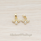 PD.863 // Clear Crystal Cubic Zirconia Setting Bee Pendant, 1 Pc