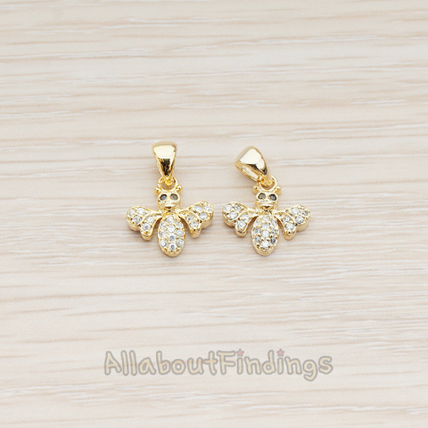 PD.863 // Clear Crystal Cubic Zirconia Setting Bee Pendant, 1 Pc