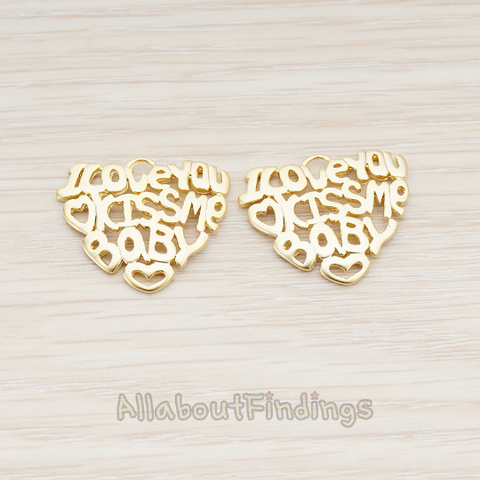 PD.887 // Love Letters Heart Shape Pendant, 2 Pc